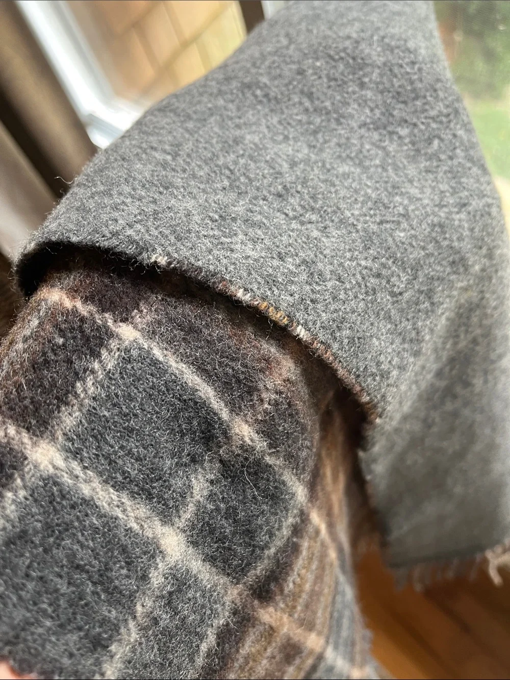 Ralph Lauren Gray and Brown Plaid Wool Scarf